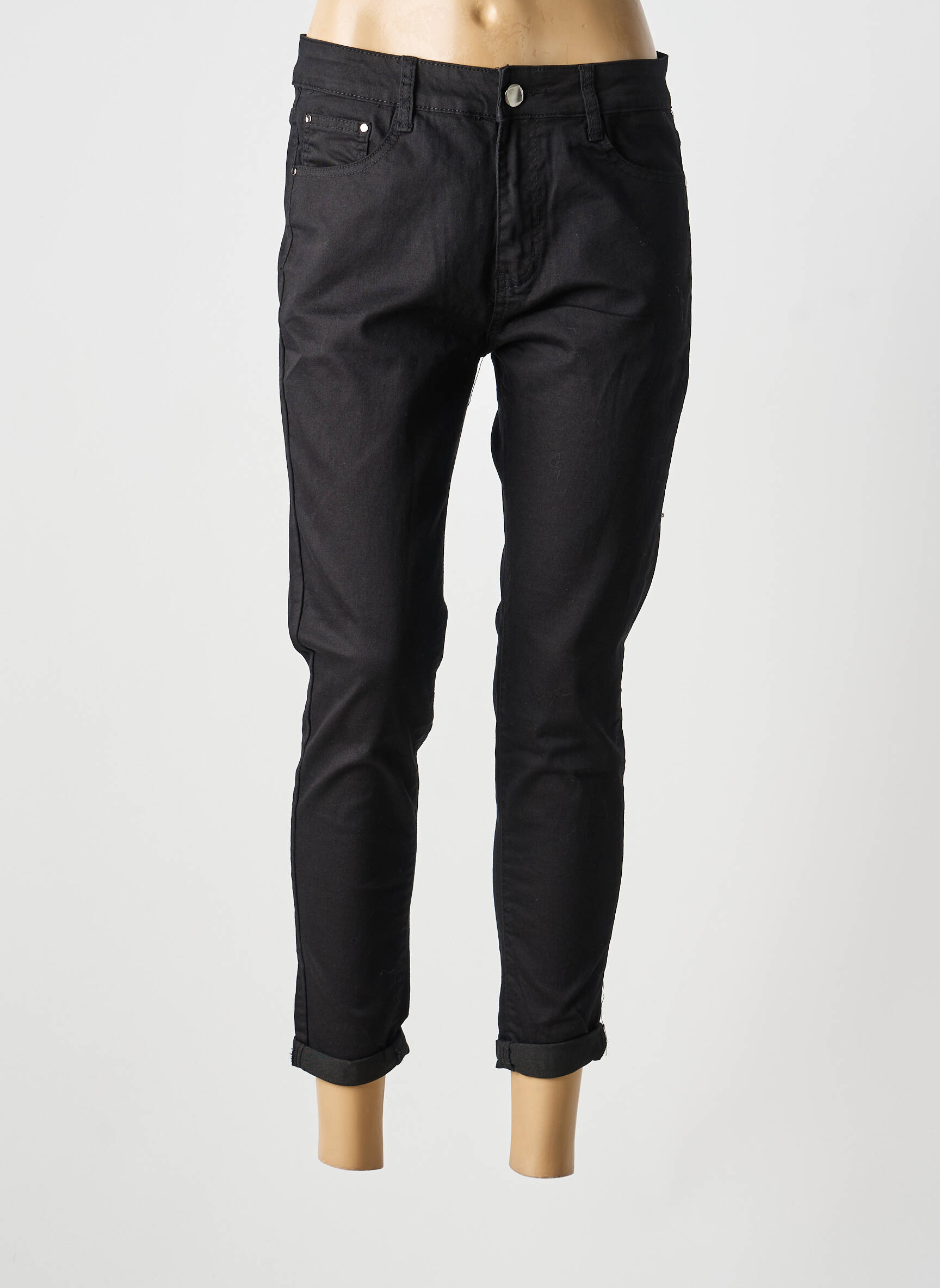 Pantalon 7/8 stretch taille normale noir VOGGO femme