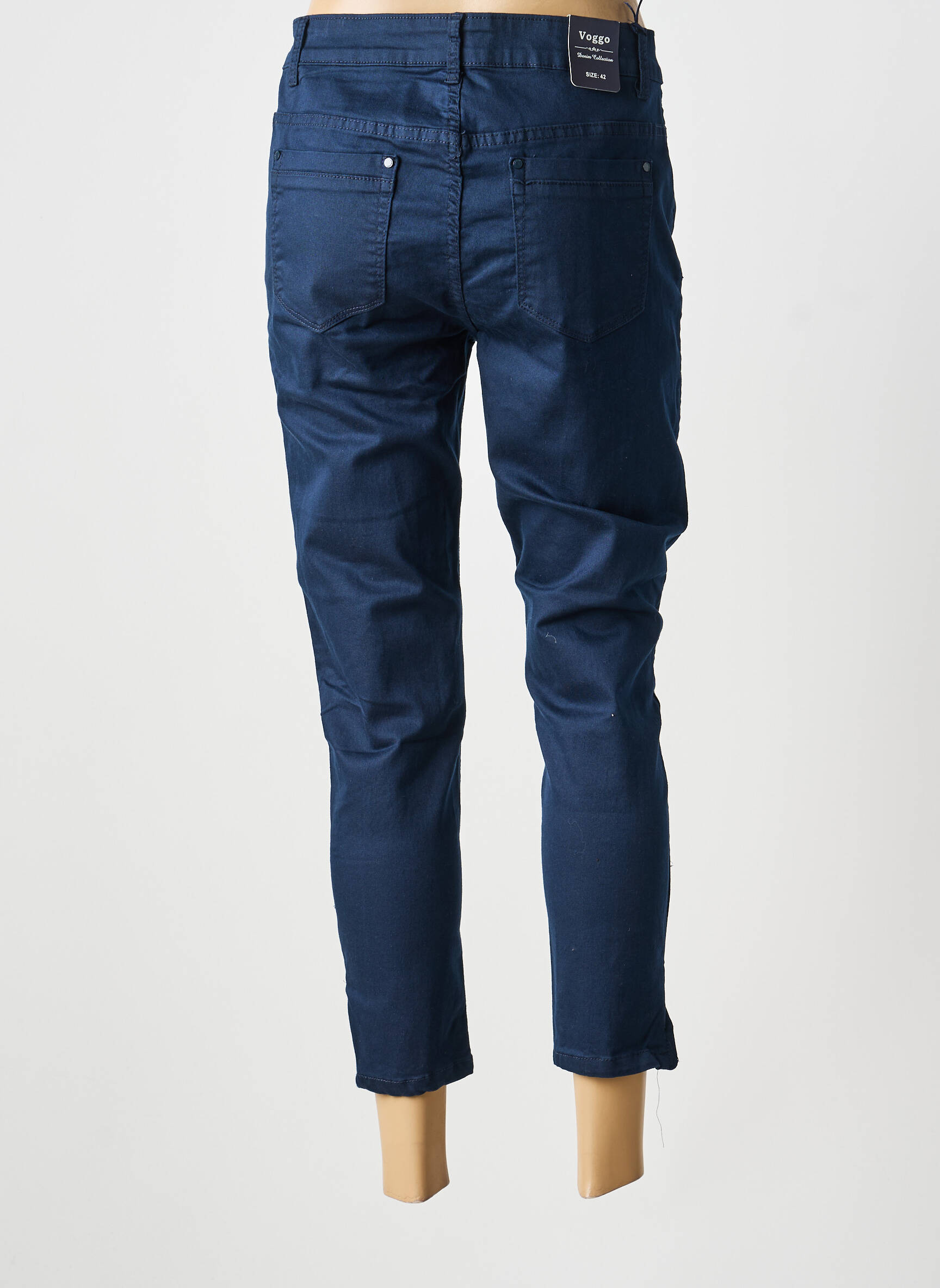 Pantalon 7/8 stretch taille normale bleu VOGGO femme