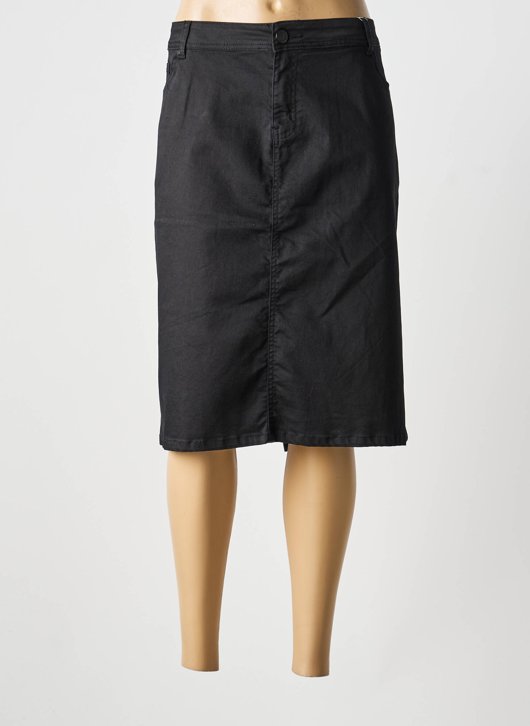 Jupe mi-longue coupe droite noir GRIFFON femme