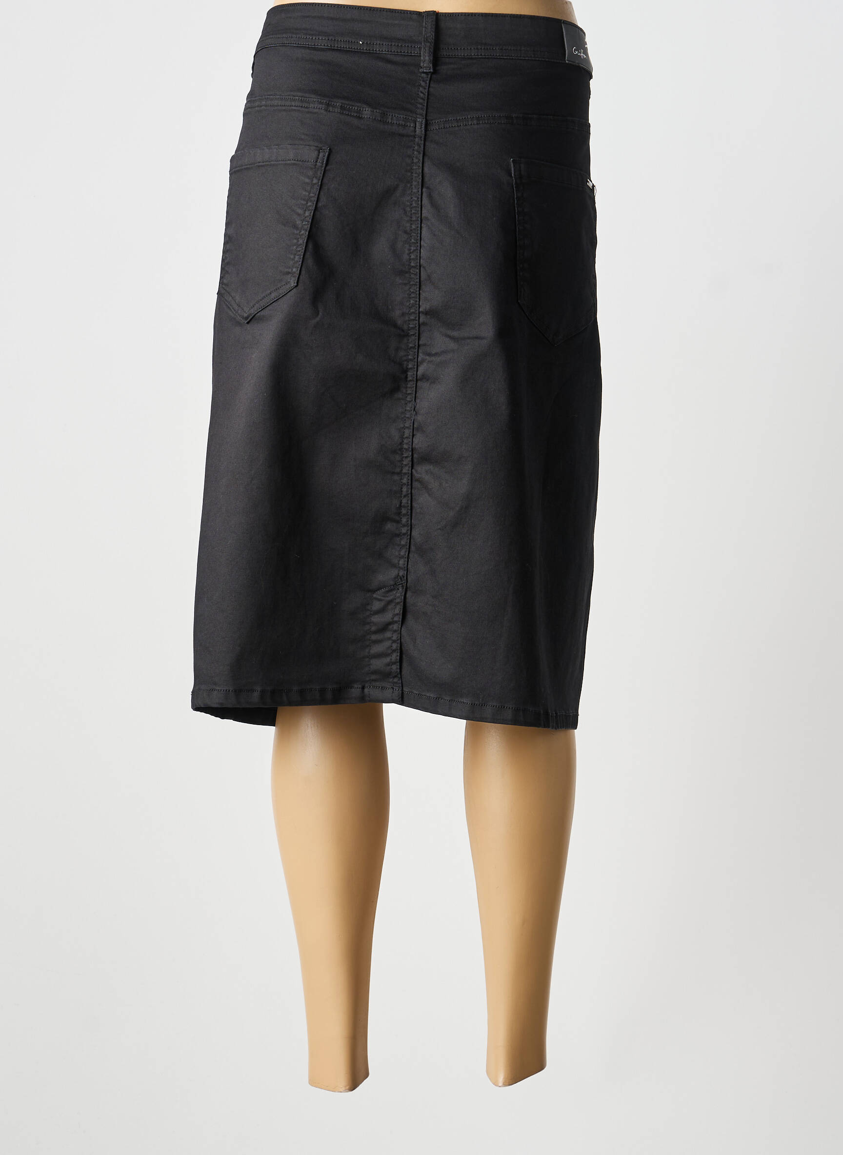 Jupe mi-longue coupe droite noir GRIFFON femme