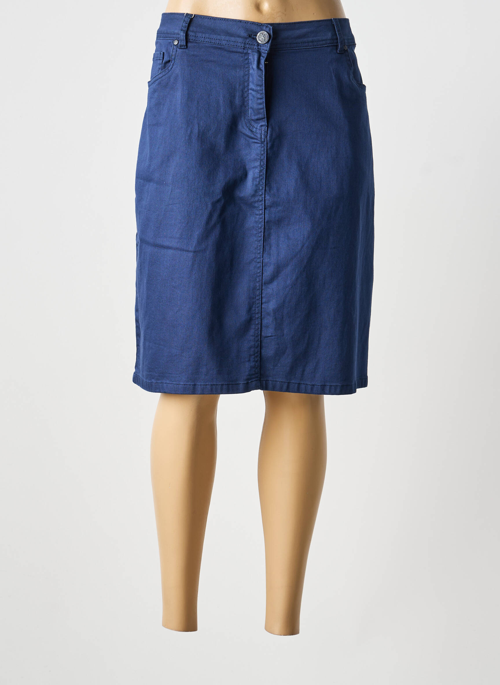 Jupe mi-longue coupe droite bleu GRIFFON femme
