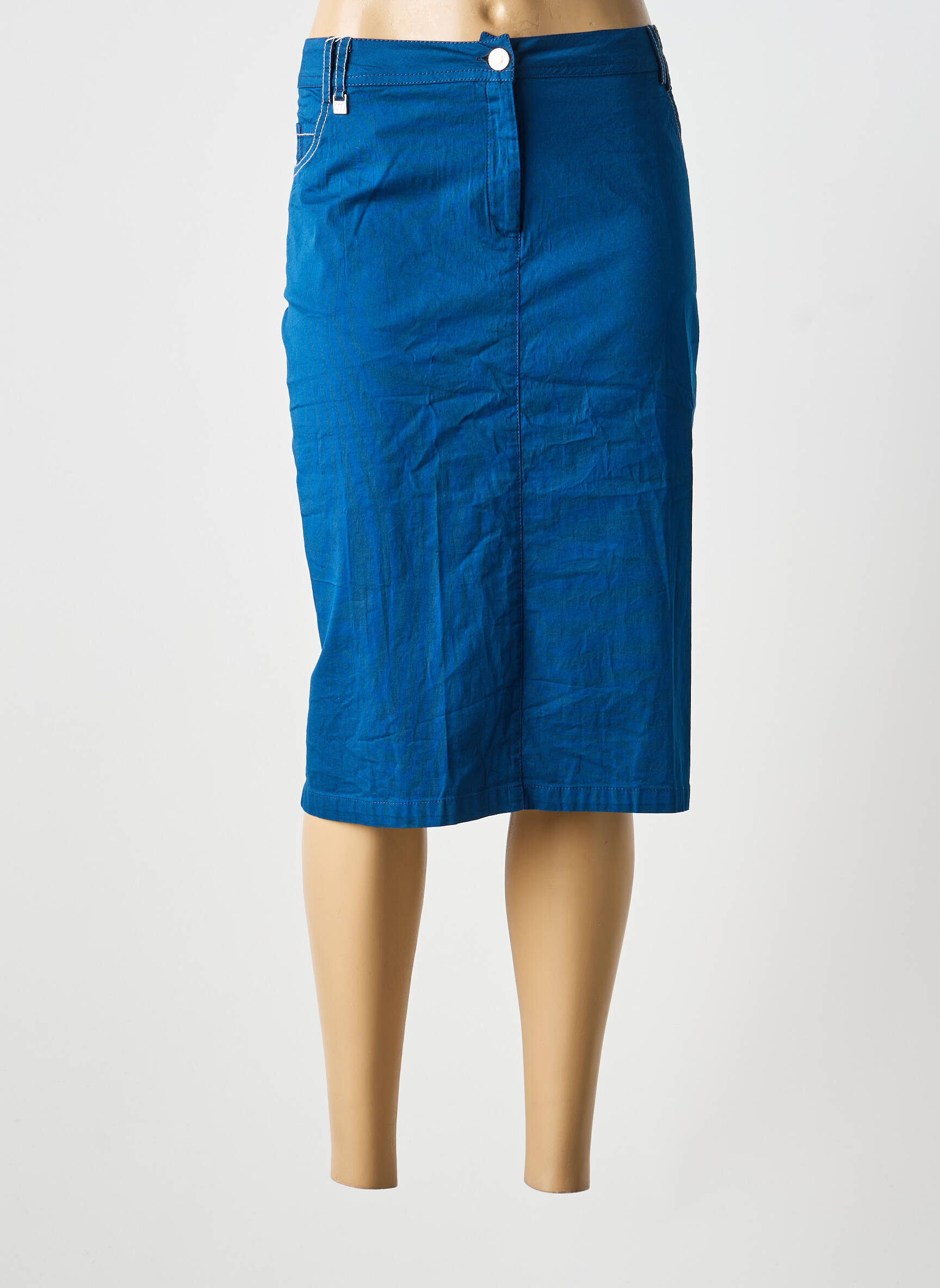 Jupe mi-longue stretch bleu AGATHE & LOUISE femme