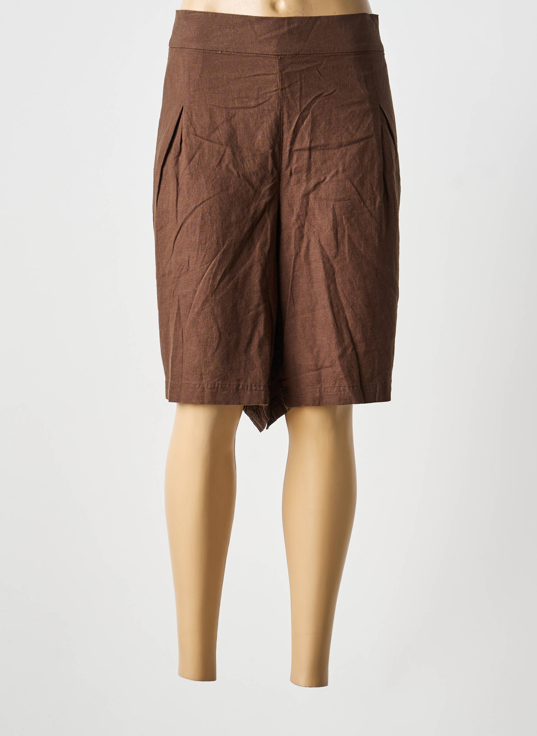 Short coupe droite marron WASABI femme