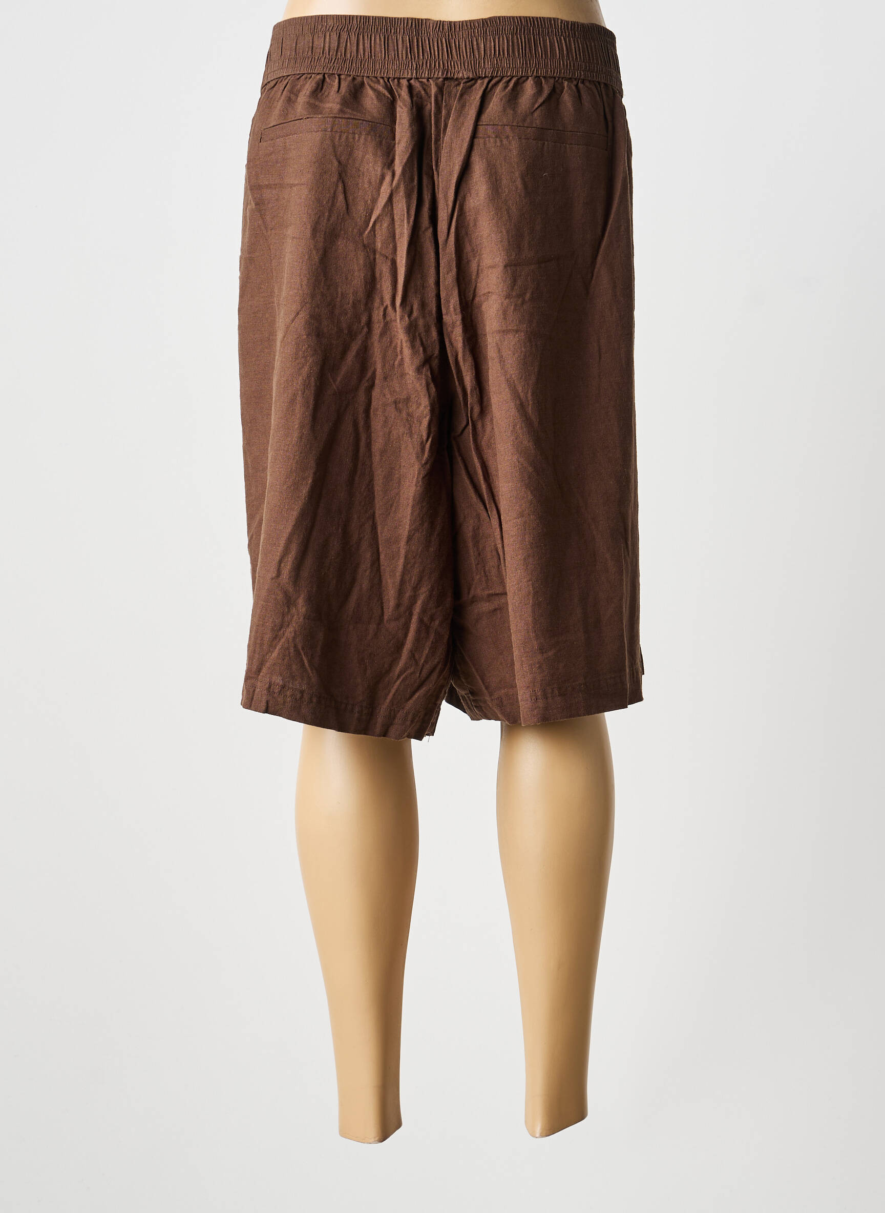 Short coupe droite marron WASABI femme