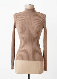 Pull col roulé marron PIECES femme