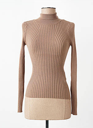 Pull col roulé marron PIECES femme