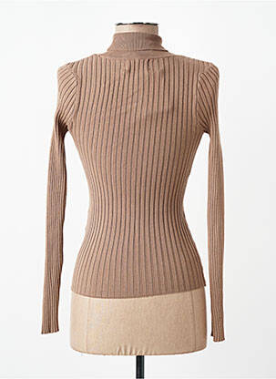 Pull col roulé marron PIECES femme