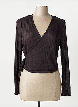 Gilet cache-cœur noir JACQUELINE DE YONG femme