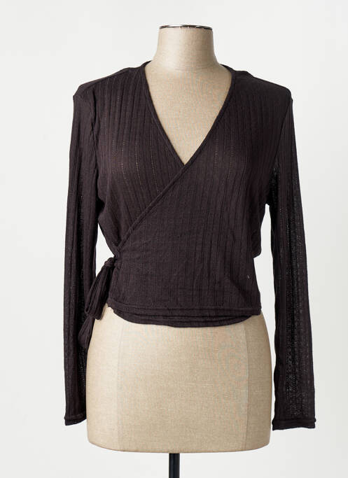 Gilet cache-cœur noir JACQUELINE DE YONG femme