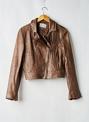 Veste en cuir marron H.E BY MANGO femme