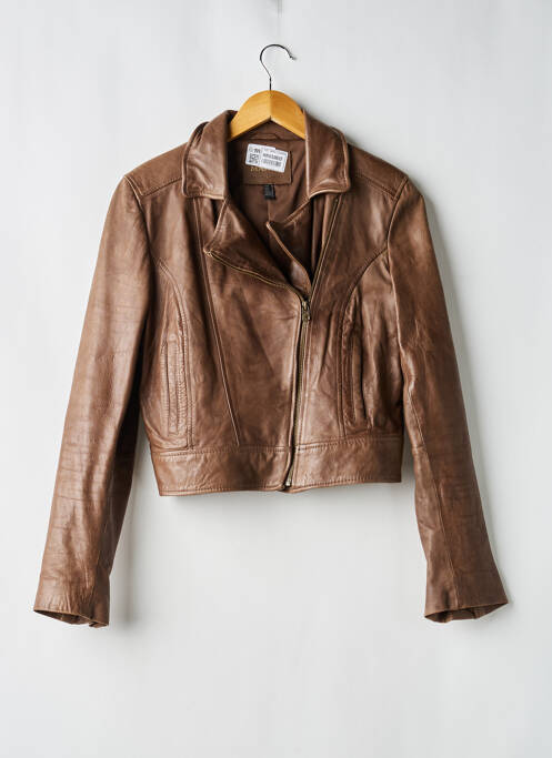 Veste en cuir marron H.E BY MANGO femme
