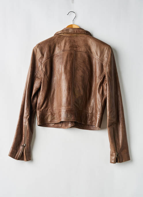 Veste en cuir marron H.E BY MANGO femme