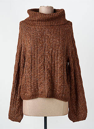 Pull col roulé marron ONLY femme