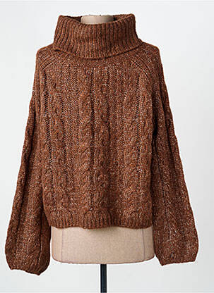 Pull col roulé marron ONLY femme