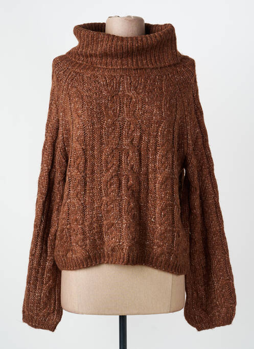 Pull col roulé marron ONLY femme