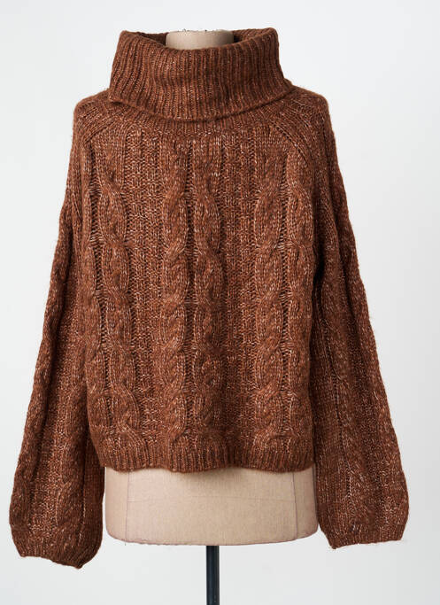 Pull col roulé marron ONLY femme