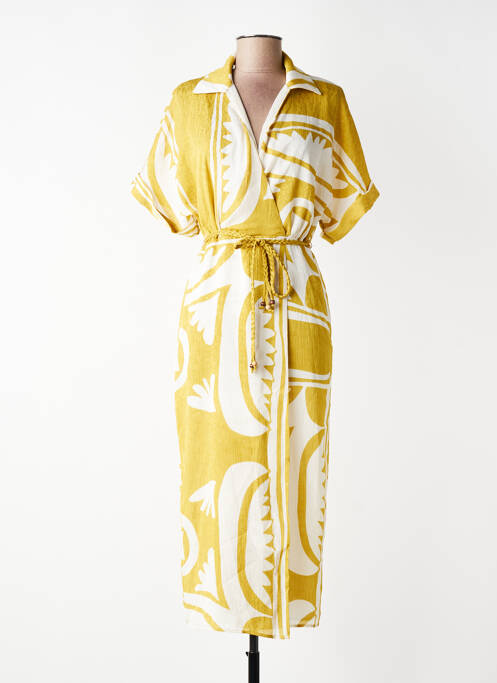 Robe longue jaune MANGO femme