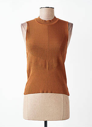 Débardeur col rond sans manche marron ONLY femme