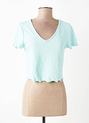 T-shirt col v manches courtes bleu ONLY femme