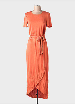 Robe mi-longue manches courtes manches courtes orange OBJECT femme