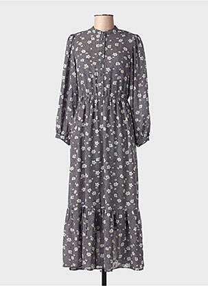 Robe longue col v gris ONLY femme