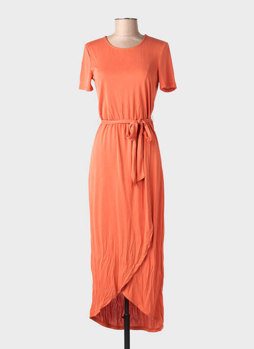 Robe mi-longue manches courtes manches courtes orange OBJECT femme