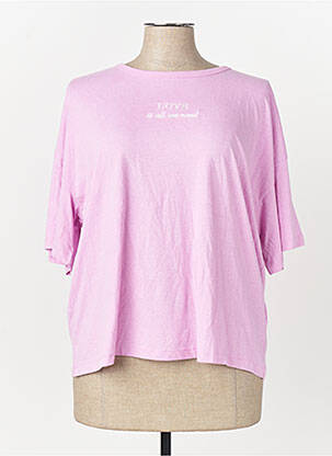 T-shirt col rond manches courtes rose JACQUELINE DE YONG femme