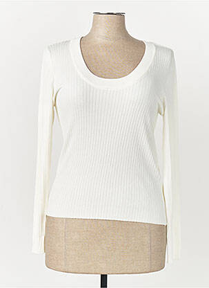 Pull col rond blanc JACQUELINE DE YONG femme