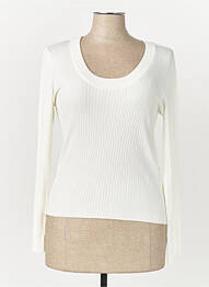 Pull col rond blanc JACQUELINE DE YONG femme
