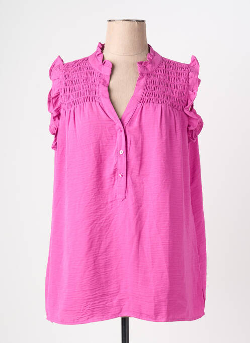 Blouse col v sans manche rose CARMAKOMA femme