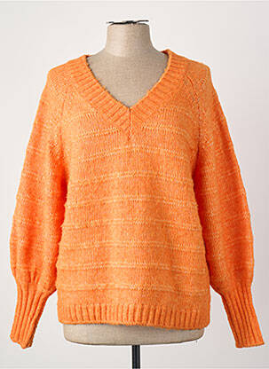 Pull col v orange ONLY femme