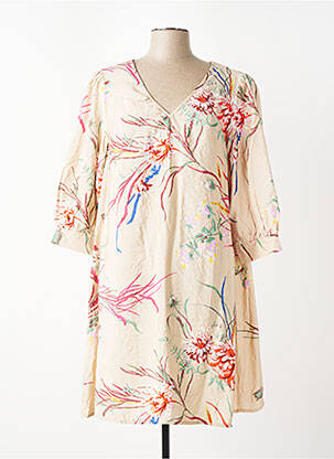 Robe mi-longue manches longues manches longues beige JACQUELINE DE YONG femme