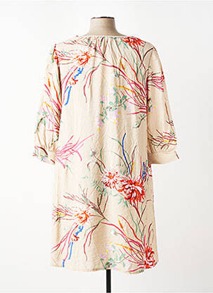 Robe mi-longue manches longues manches longues beige JACQUELINE DE YONG femme