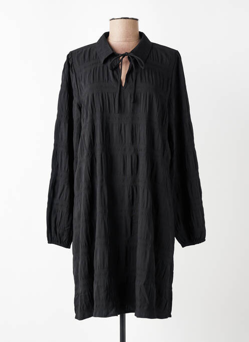 Robe mi-longue manches longues manches longues noir JACQUELINE DE YONG femme