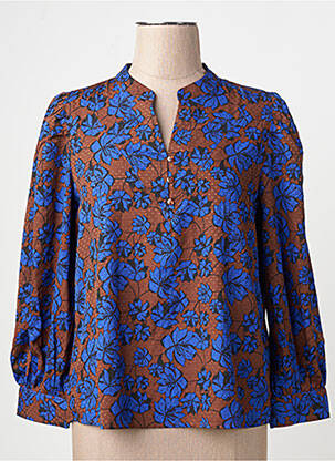 Chemisier manches longues manches longues bleu JACQUELINE DE YONG femme