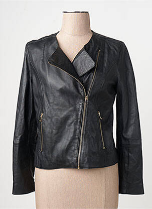 Veste en cuir noir MANGO femme