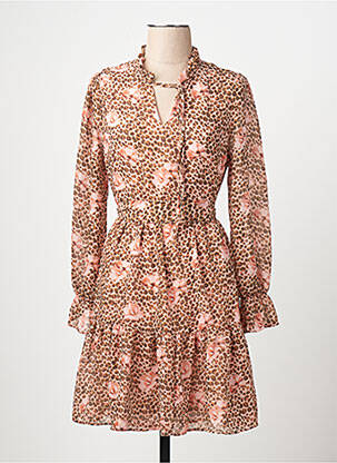 Robe mi-longue col v beige VERO MODA femme