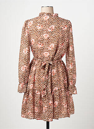 Robe mi-longue col v beige VERO MODA femme