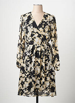 Robe mi-longue manches longues manches longues noir VILA femme