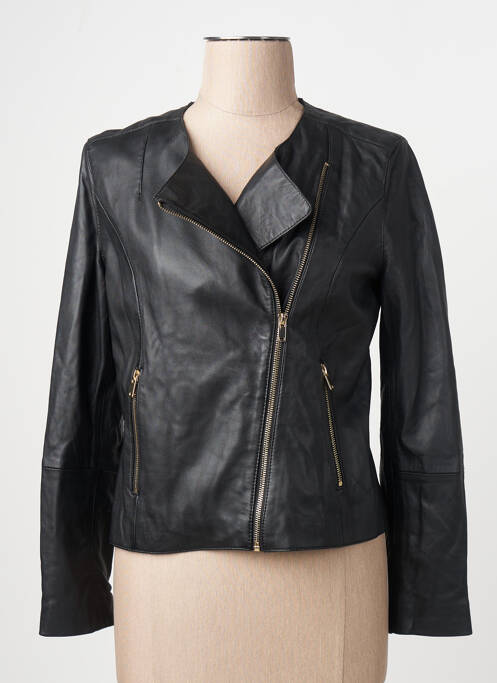 Veste en cuir noir MANGO femme