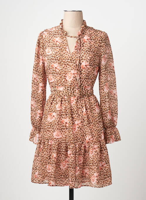 Robe mi-longue col v beige VERO MODA femme