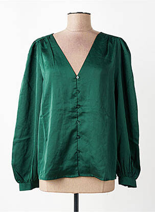 Chemisier col mao manches longues vert VILA femme
