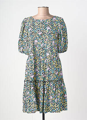 Robe courte col rond vert ONLY femme