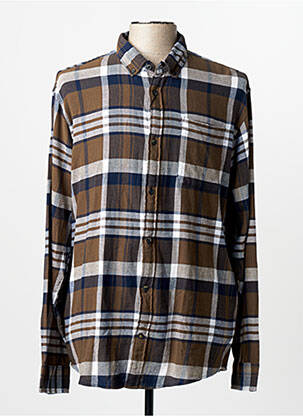 Chemise manches longues marron JACK & JONES homme