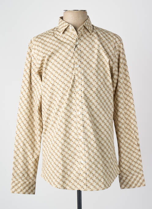 Chemise manches longues beige JACK & JONES homme