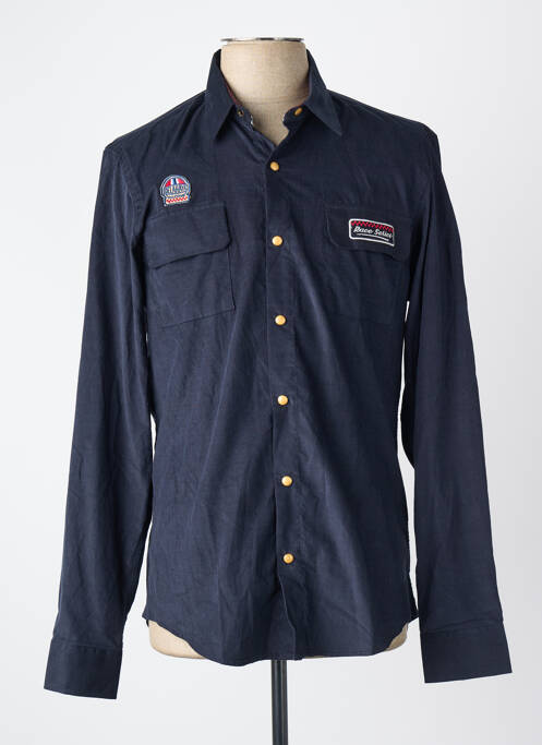 Chemise manches longues bleu DELAHAYE homme