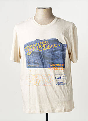 T-shirt col rond manches courtes beige JACK & JONES homme