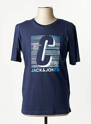 T-shirt col rond bleu JACK & JONES homme