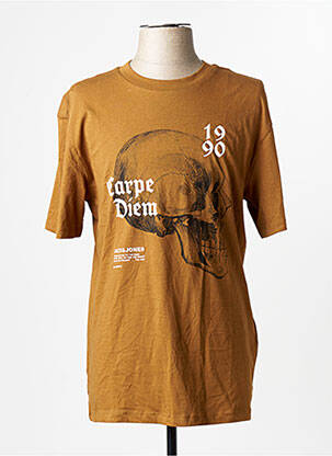 T-shirt col rond manches courtes marron JACK & JONES homme