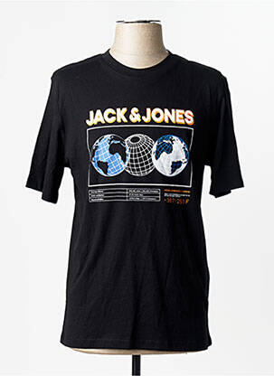 T-shirt col rond noir JACK & JONES homme